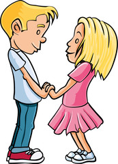 Cartoon kids in love