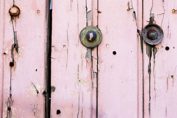 Old pink-painted background, full frame