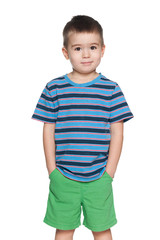 Small boy in striped shirt