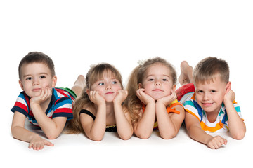 Four preschool children on the floor - 60057619
