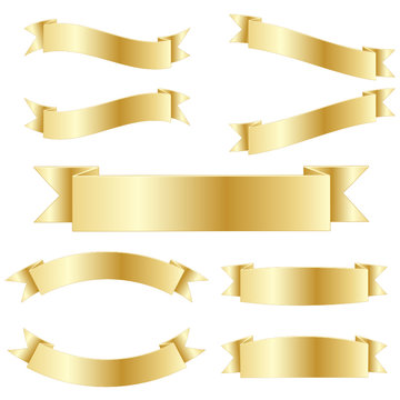 RETRO VECTOR RIBBONS (button icon gold banner)
