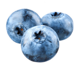 Obraz premium Blueberry. Three bilberries isolated on white