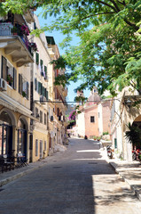 street in the town of Corfu, Greece, Europe