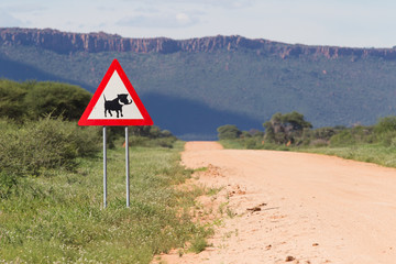 Warthog Road Crossing Sign