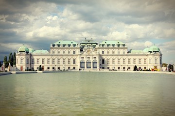 Fototapeta na wymiar Belvedere, Vienna. Cross processed color.