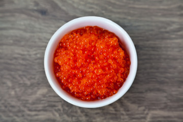Red caviar from above
