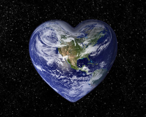Planète terre en forme de coeur