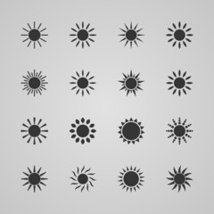 Set of suns icons, vector illustration