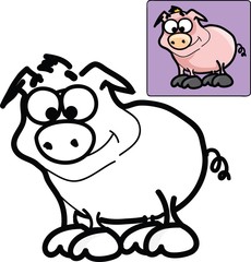 Мультфильм раскраски-Мило свинья