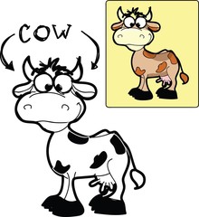 Мультфильм раскраски-мило корова