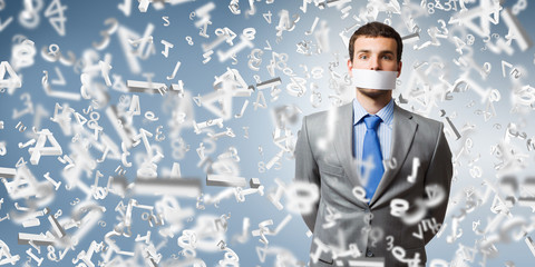 Speechless businessman