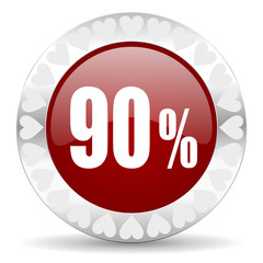 90 percent valentines day icon