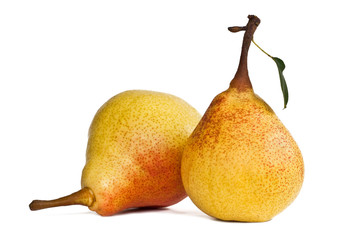 two juicy ripe pears