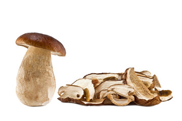 boletus mushrooms raw and dried