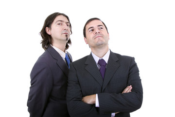 Two Businessman standing on a white background