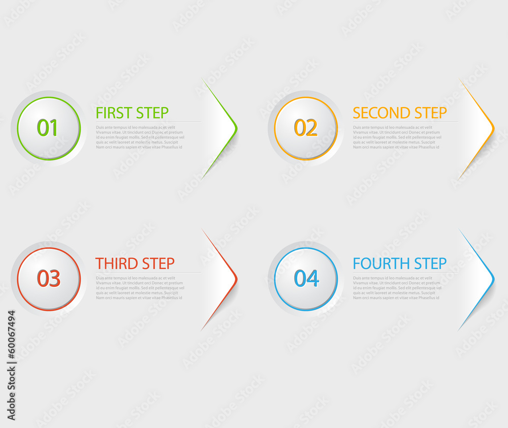 Aufkleber one two three four - flat vector progress icons for four steps