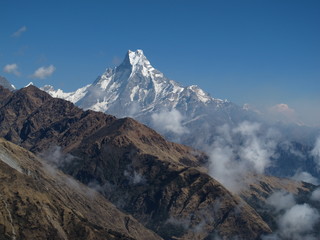 View of famous Machapuchare, Annapurna Conservation Area, Nepal