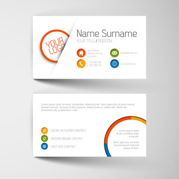 Modern business card template with flat user interface