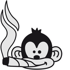 Cool Joint Smoking Monkey Face