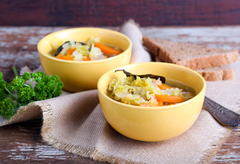 Cabbage, carrot and red lentil soup