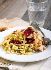 Cabbage, beetroot and seeds salad