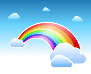 Abstract rainbow and clouds symbol