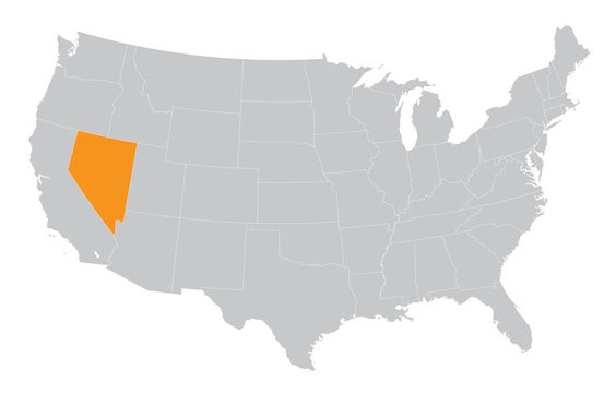USA map with the indication of State of Nevada