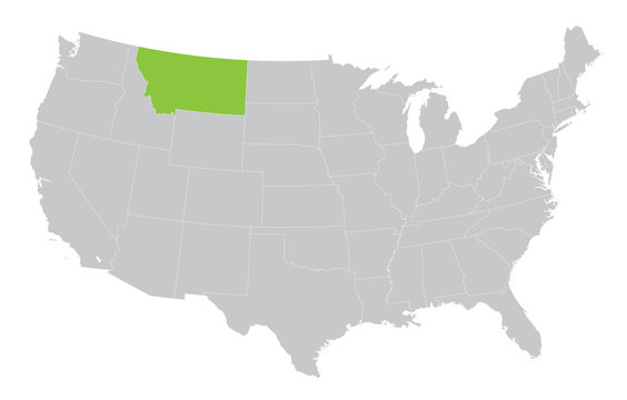 map of USA with indication of State of Montana