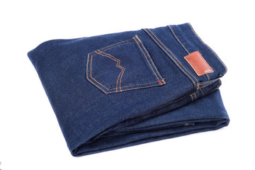 Stylish women's jeans on a white background