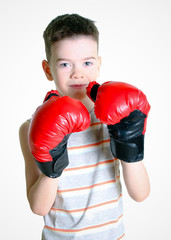 Boy in boxing gloves