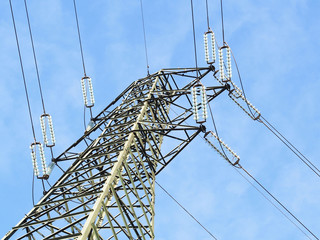 high voltage pylon view from above