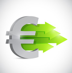 euro currency symbol and positive arrows