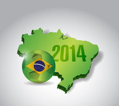 brazil map and soccer ball illustration design