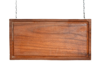 altes Holzschild hängt Kette