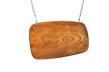 altes Holzschild hängt Kette