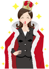 女性　王様　金　高笑い