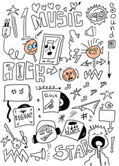 Doodle music background, hand drawn