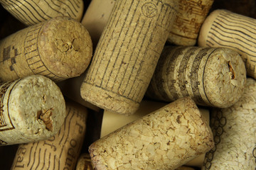 closeup of wine corks