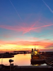 sunset on the harbor 