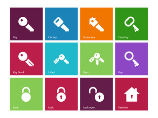 Key icons on color background.