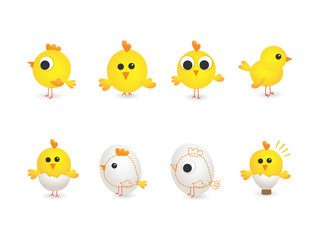 Cute group of yellow chikens