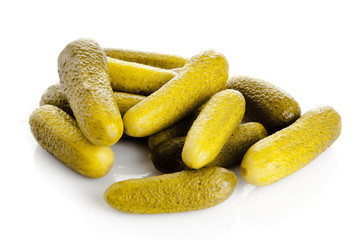 pickled cucumbers. Gherkins on a white background