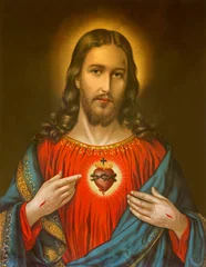 Papier Peint photo autocollant Lieux européens image catholique typique du cœur de Jésus-Christ