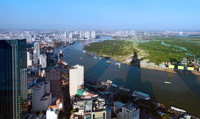 Fototapeta na wymiar Widok Ho Chi Minh City z Bitexco wieży finansowej.