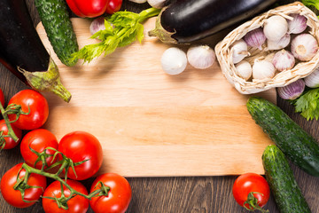 vegetables on the kitchen board