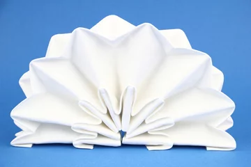 Foto auf Acrylglas Produktauswahl Folded napkin on the blue background