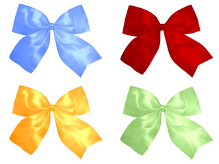 Set of red and silver bows. Vector illustration