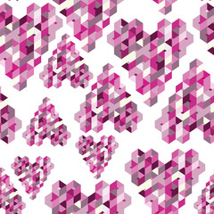Abstract seamless background with geometric hearts