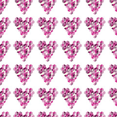 Fototapeta na wymiar Abstract seamless background with geometric hearts