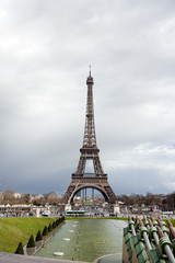Eiffel Tower viewed from Champ de Mars Paris France